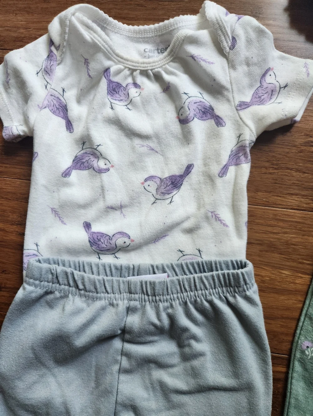 Carter's Baby Girls Short Sleeve Bodysuit And Pants Sets-Purple, Green, 12 Month